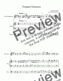 page one of Trumpet Voluntary for Alto Sax Solo