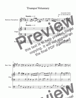 page one of Trumpet Voluntary for Bari Sax Solo