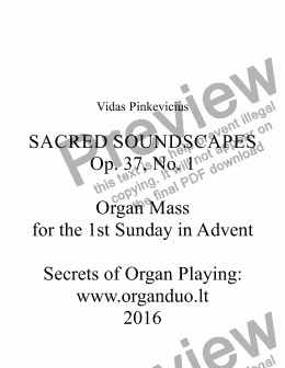 page one of Organ Mass for the 1st Sunday in Advent, Op. 37