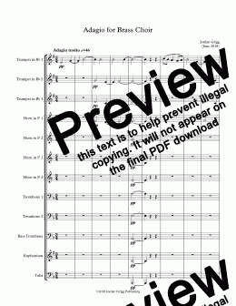 page one of Adagio for Brass Choir - Score and parts