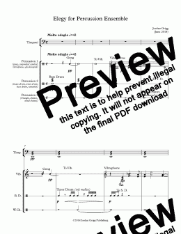 page one of Elegy for Percussion Ensemble - Score and parts