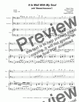 page one of It Is Well With My Soul (with "Blessed Assurance") (Trombone Duet)