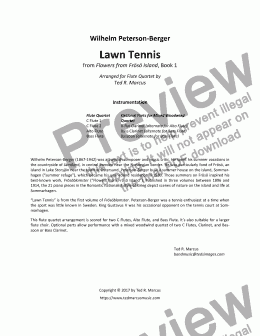 page one of Lawn Tennis from Frosoblomster - Flute Quartet, Flute Choir, or Woodwind Quartet