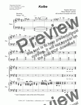 page one of Kolbe (Piano/Vocal Score)