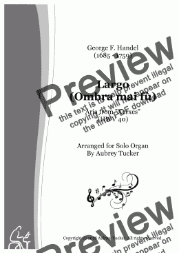 page one of Organ: Largo (Ombra mai fù) Aria from Xerxes (HWV 40) - George F. Handel