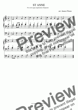 page one of Hymn tune: ST ANNE for solo organ registration