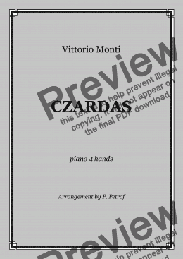 page one of V. Monti - CZARDAS - 1 piano 4 hands