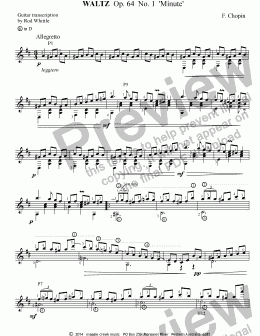 page one of Waltz   Op. 64 No.1 'Minute'   (for solo classical guitar)  3pp