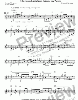 page one of Chorus and Aria from Ariadne auf Naxos  (for solo classical guitar)  2 pp