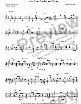 page one of Overture from Ariadne auf Naxos  (for solo classical guitar)  2 pp