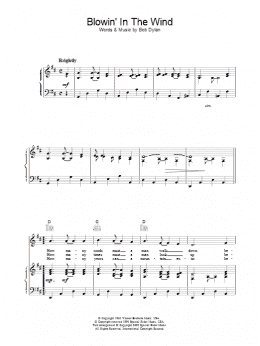 page one of Blowin' In The Wind (Piano, Vocal & Guitar Chords (Right-Hand Melody))