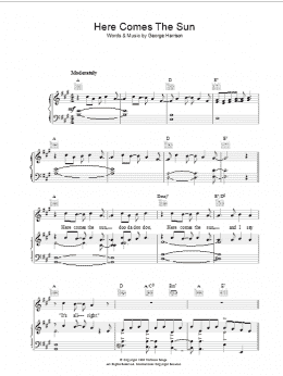 page one of Here Comes The Sun (Piano, Vocal & Guitar Chords (Right-Hand Melody))