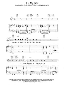 page one of It's My Life (Piano, Vocal & Guitar Chords)