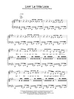 page one of Livin' La Vida Loca (Piano, Vocal & Guitar Chords)