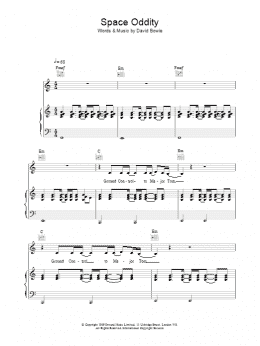 page one of Space Oddity (Piano, Vocal & Guitar Chords)