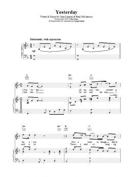 page one of Yesterday (Piano, Vocal & Guitar Chords)