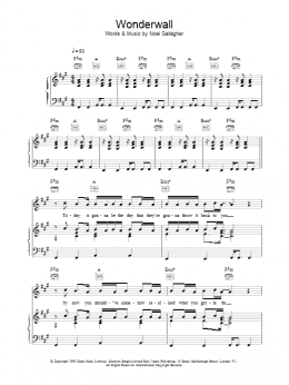 page one of Wonderwall (Piano, Vocal & Guitar Chords (Right-Hand Melody))