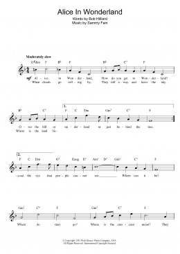 page one of Alice In Wonderland (Lead Sheet / Fake Book)