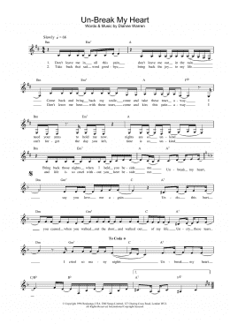 page one of Un-Break My Heart (Lead Sheet / Fake Book)