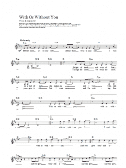 page one of With Or Without You (Lead Sheet / Fake Book)