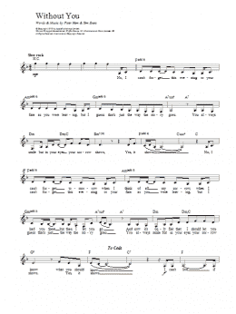 page one of Without You (Lead Sheet / Fake Book)