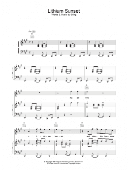 page one of Lithium Sunset (Piano, Vocal & Guitar Chords)