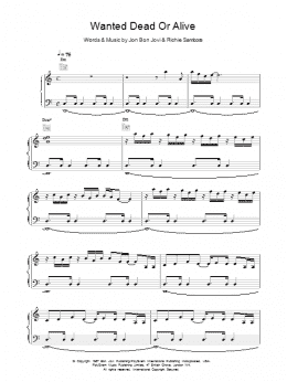 page one of Wanted Dead Or Alive (Piano, Vocal & Guitar Chords)