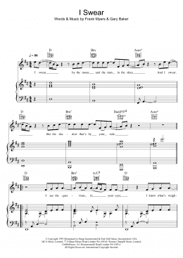 page one of I Swear (Piano, Vocal & Guitar Chords)