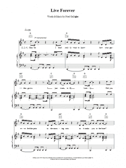 page one of Live Forever (Piano, Vocal & Guitar Chords (Right-Hand Melody))