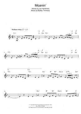 page one of Moanin' (Lead Sheet / Fake Book)