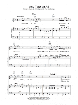 page one of Any Time At All (Piano, Vocal & Guitar Chords)