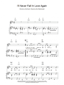 page one of I'll Never Fall In Love Again (Piano, Vocal & Guitar Chords)