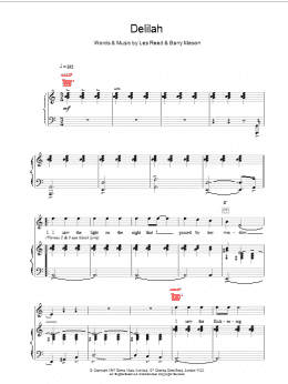 page one of Delilah (Piano, Vocal & Guitar Chords (Right-Hand Melody))