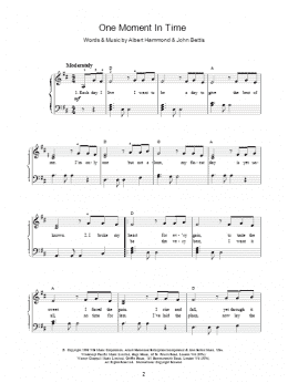 page one of One Moment In Time (Easy Piano)