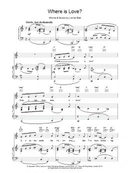 page one of Where Is Love? (Piano, Vocal & Guitar Chords (Right-Hand Melody))