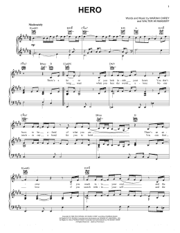 page one of Hero (Piano, Vocal & Guitar Chords (Right-Hand Melody))