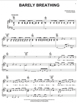 page one of Barely Breathing (Piano, Vocal & Guitar Chords (Right-Hand Melody))