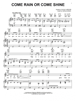 page one of Come Rain Or Come Shine (Piano, Vocal & Guitar Chords (Right-Hand Melody))