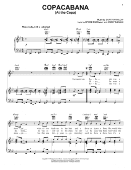 page one of Copacabana (At The Copa) (Piano, Vocal & Guitar Chords (Right-Hand Melody))