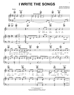 page one of I Write The Songs (Piano, Vocal & Guitar Chords (Right-Hand Melody))