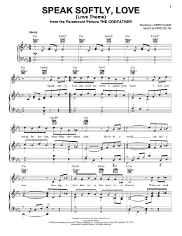 page one of Speak Softly, Love (Love Theme) (Piano, Vocal & Guitar Chords (Right-Hand Melody))