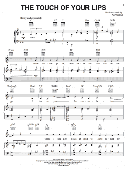 page one of The Touch Of Your Lips (Piano, Vocal & Guitar Chords (Right-Hand Melody))