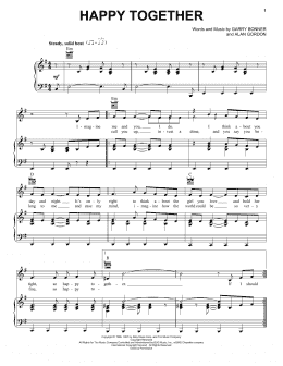 page one of Happy Together (Piano, Vocal & Guitar Chords (Right-Hand Melody))