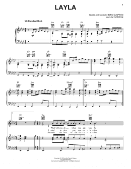 page one of Layla (Piano, Vocal & Guitar Chords (Right-Hand Melody))