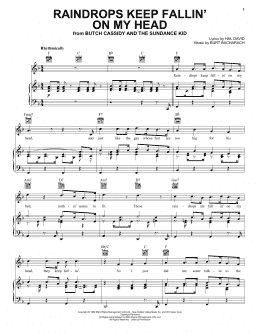 page one of Raindrops Keep Fallin' On My Head (Piano, Vocal & Guitar Chords (Right-Hand Melody))