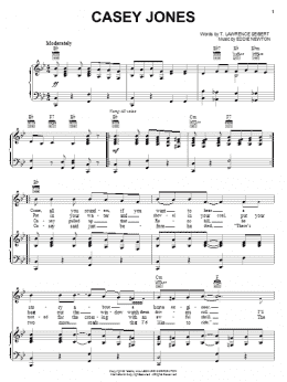 page one of Casey Jones (Piano, Vocal & Guitar Chords (Right-Hand Melody))