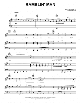 page one of Ramblin' Man (Piano, Vocal & Guitar Chords (Right-Hand Melody))