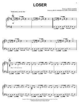 page one of Loser (Piano, Vocal & Guitar Chords (Right-Hand Melody))