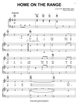 page one of Home On The Range (Piano, Vocal & Guitar Chords (Right-Hand Melody))