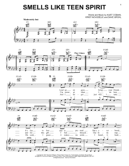 page one of Smells Like Teen Spirit (Piano, Vocal & Guitar Chords (Right-Hand Melody))